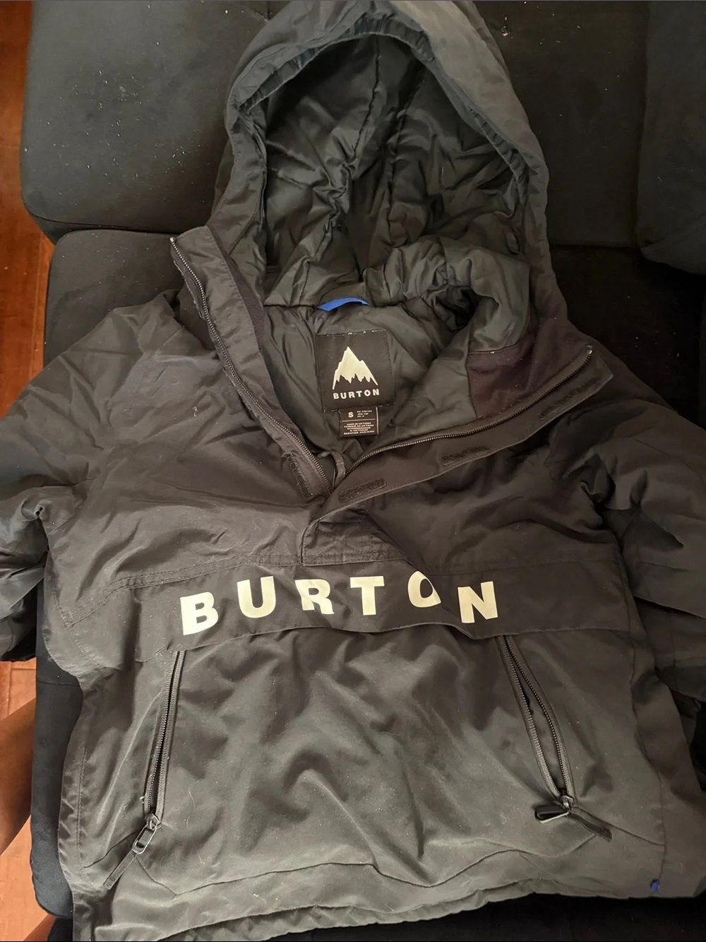 Burton Black Hooded Snowboard Jacket with Logo